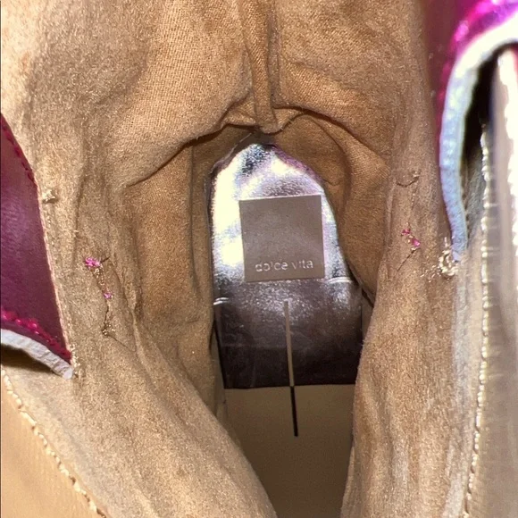 Dolce Vita Metallic Pink Heeled Boots - Picture 6 of 7